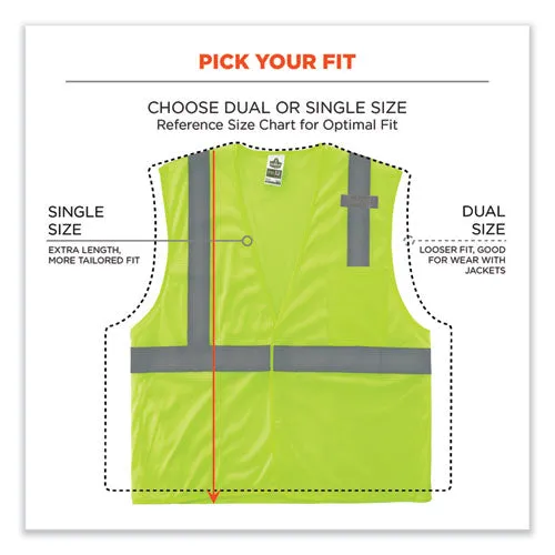 Glowear 8210hl-s Single Size Class 2 Economy Mesh Vest, Polyester, 2x-large, Lime, Ships In 1-3 Business Days