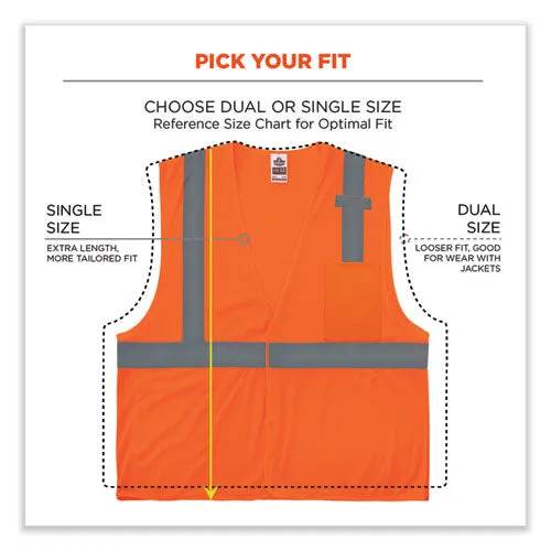 Glowear 8210hl-s Single Size Class 2 Economy Mesh Vest, Polyester, 5x-large, Orange, Ships In 1-3 Business Days