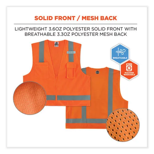 Glowear 8249z Class 2 Economy Surveyors Zipper Vest, Polyester, 2x-large/3x-large, Orange