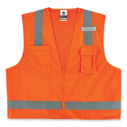 Glowear 8249z Class 2 Economy Surveyors Zipper Vest, Polyester, 2x-large/3x-large, Orange