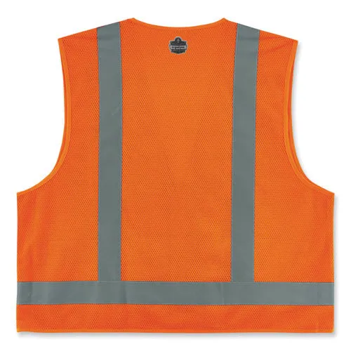 Glowear 8249z-s Single Size Class 2 Economy Surveyors Zipper Vest, Polyester, Medium, Orange