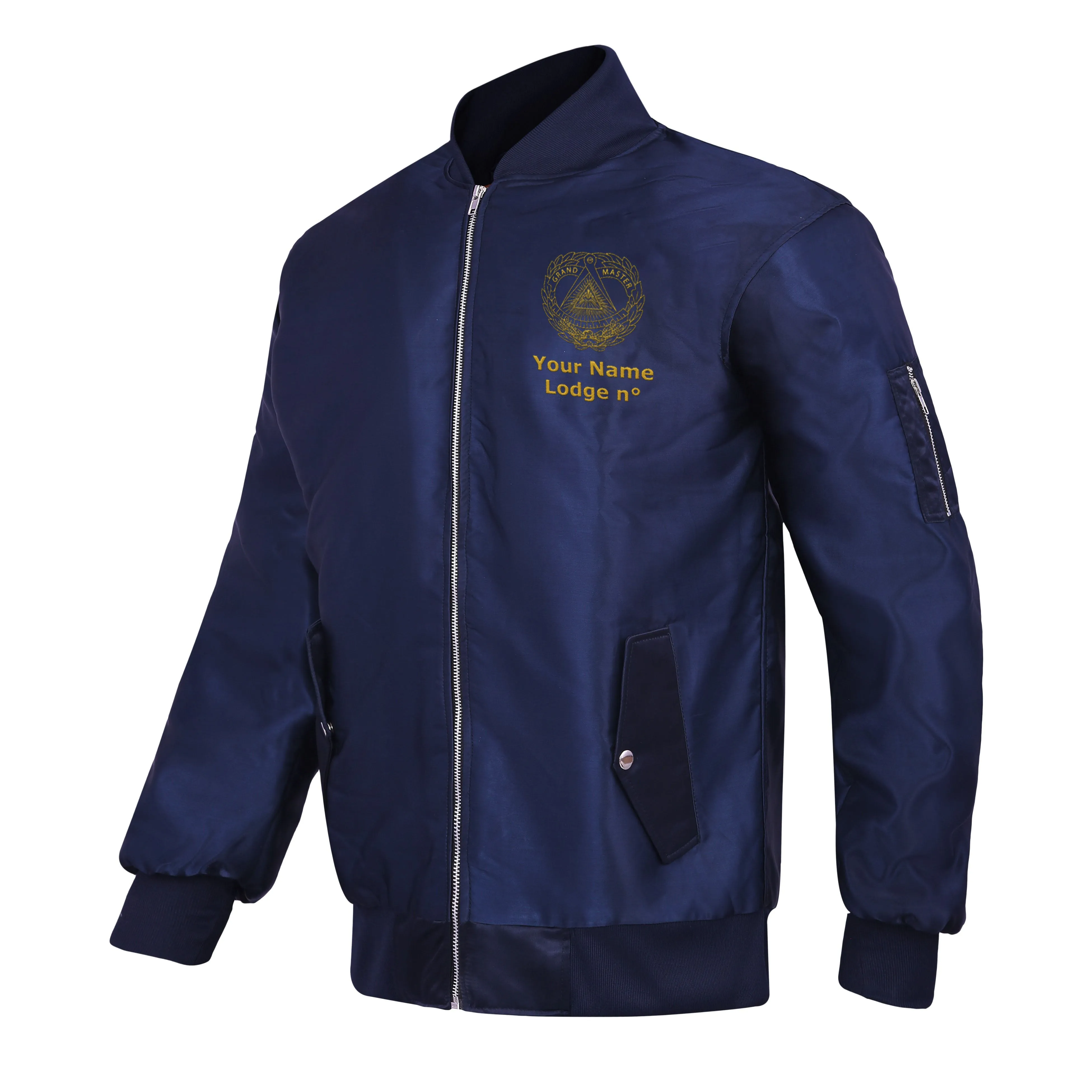 Grand Master Blue Lodge Jacket -  Nylon Blue Color With Gold Embroidery