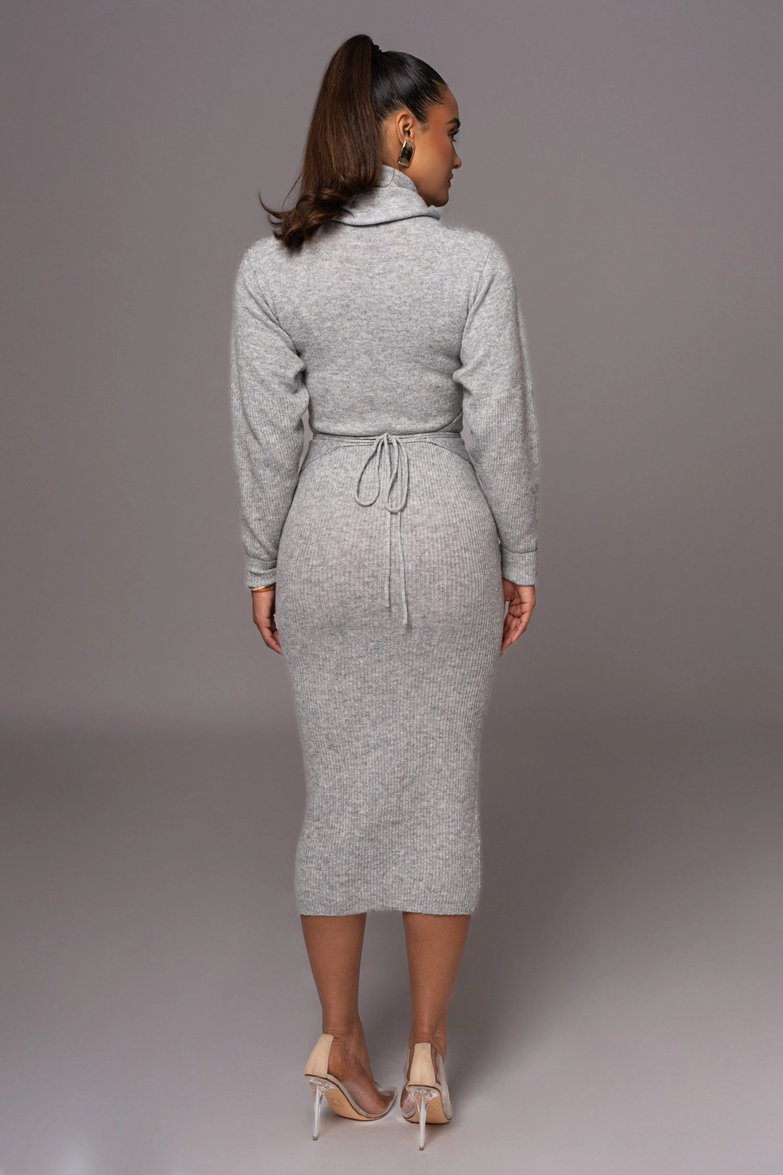 Grey Aubrey Turtleneck Sweater Dress