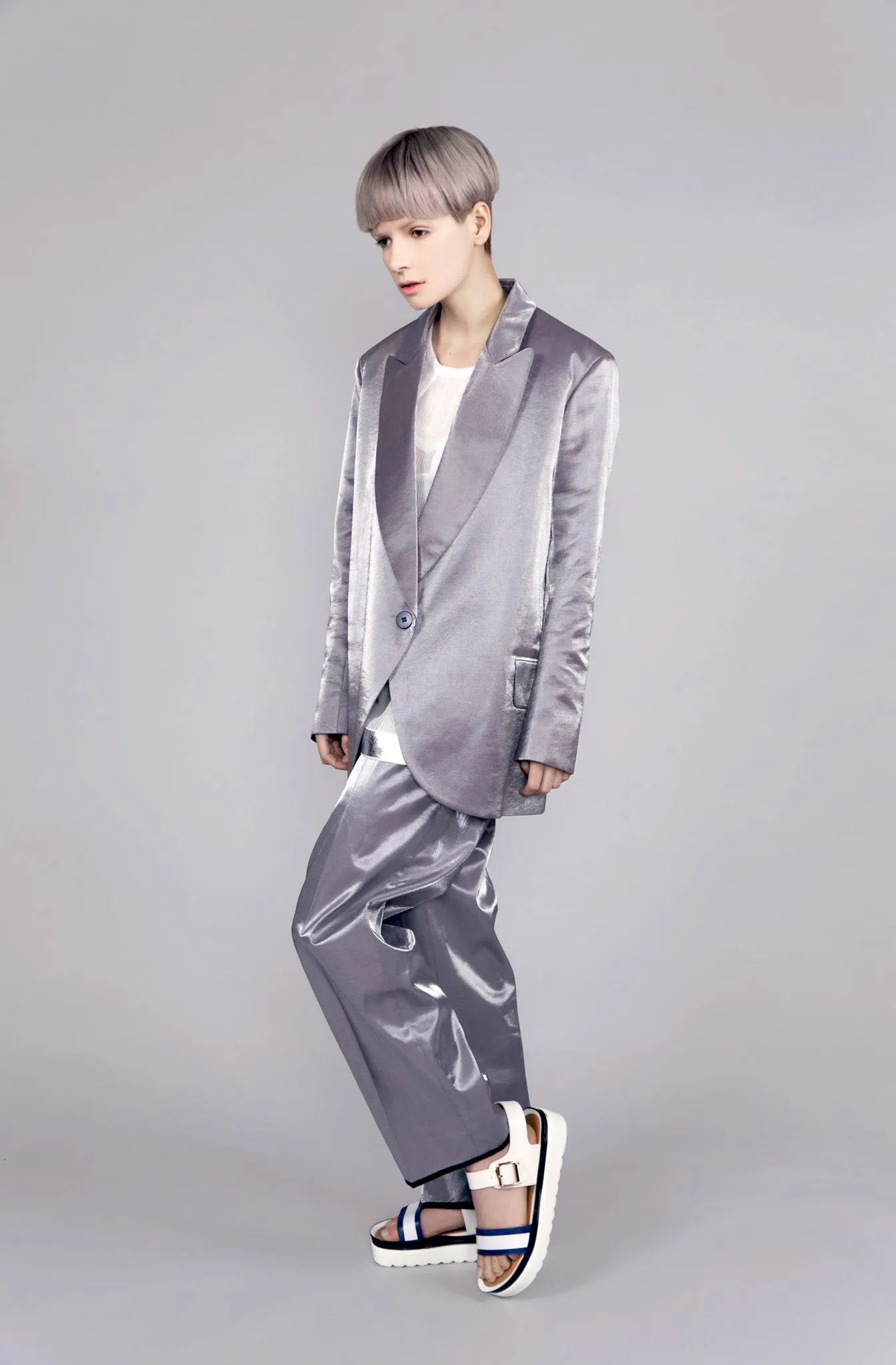 High Shine Silver "Tria" Formal Jacket