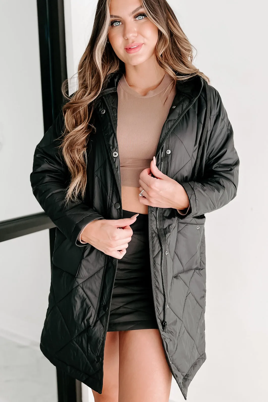 Holiday Steal- Winter Walks Quilted Coat (Black)