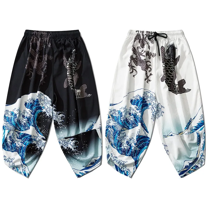 Japanese Pants Waves Print