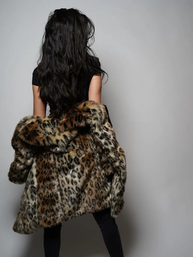 Leopard V-Neck Faux Fur Coat | Women's