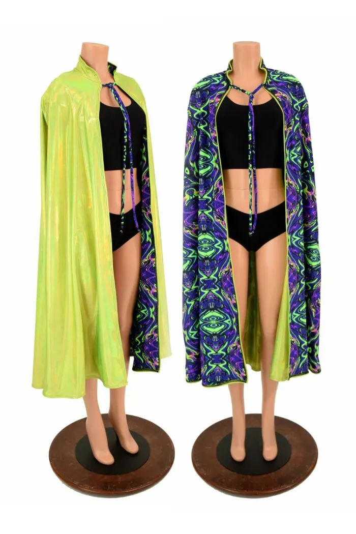 Lime & Neon Melt Reversible Hoodless Cape