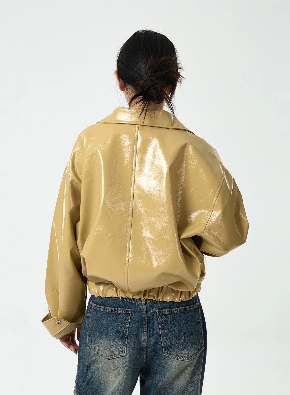 Loose Fit Glossy Bomber Jacket CG10