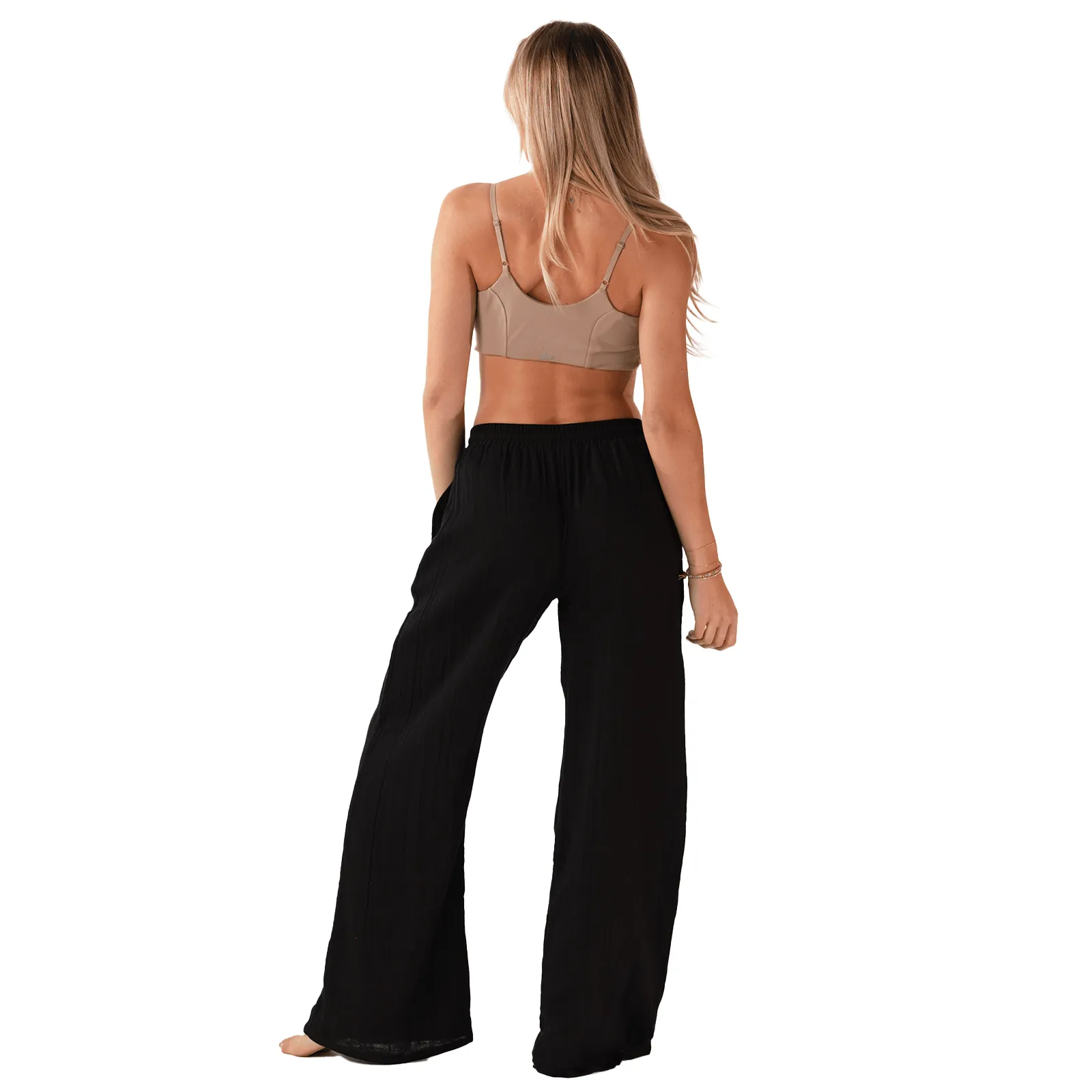 Lotus and Luna Wide Leg Cabana Pants - Black