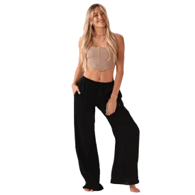 Lotus and Luna Wide Leg Cabana Pants - Black