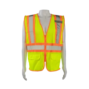 LVM2-CB1 ANSI/ISEA CB1 Two Tone DOT Class II Safety Vest, Lime Mesh