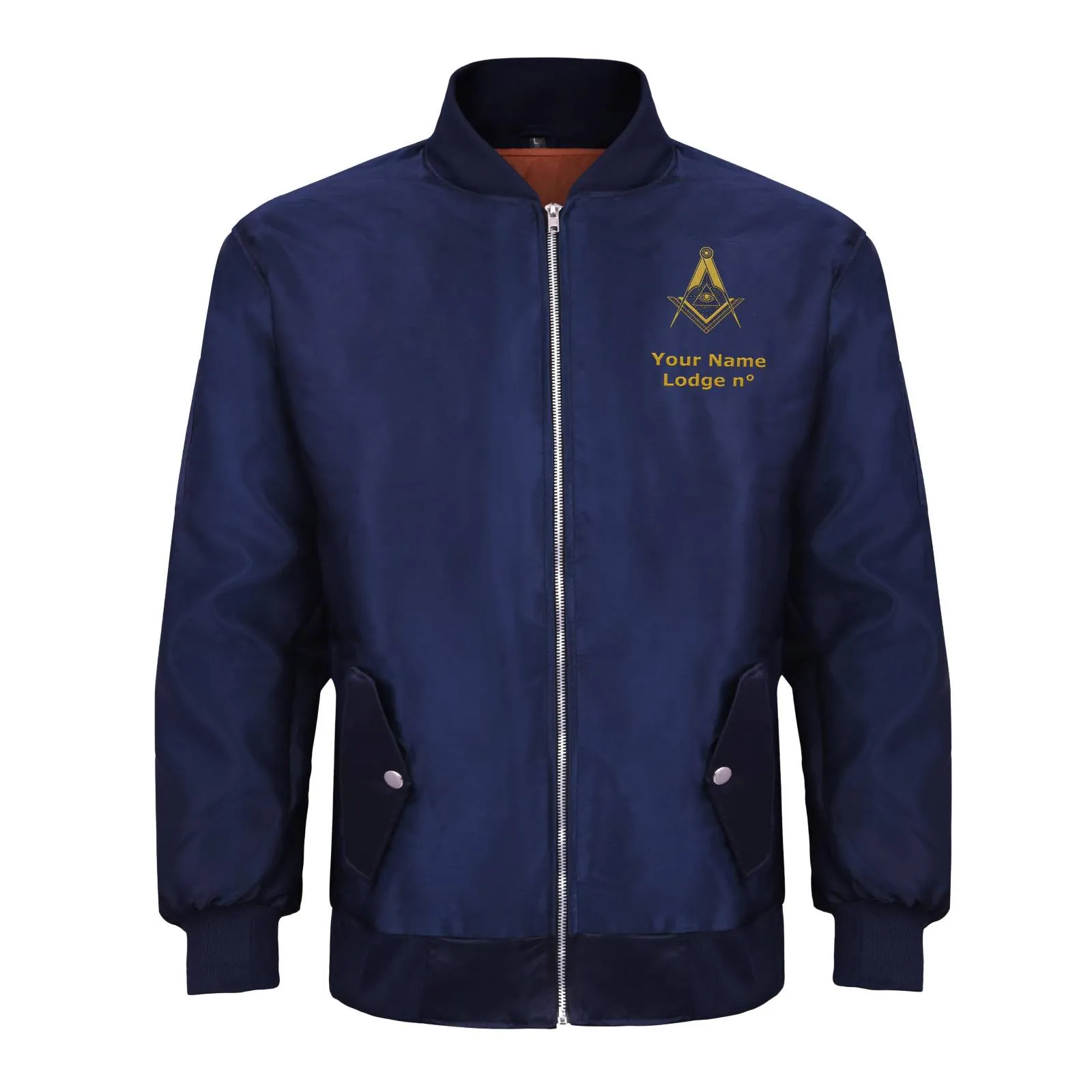 Master Mason Blue Lodge Jacket -  Nylon Blue Color With Gold Embroidery