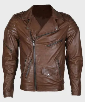 Men's Brown Motorcycle Leather Jacket