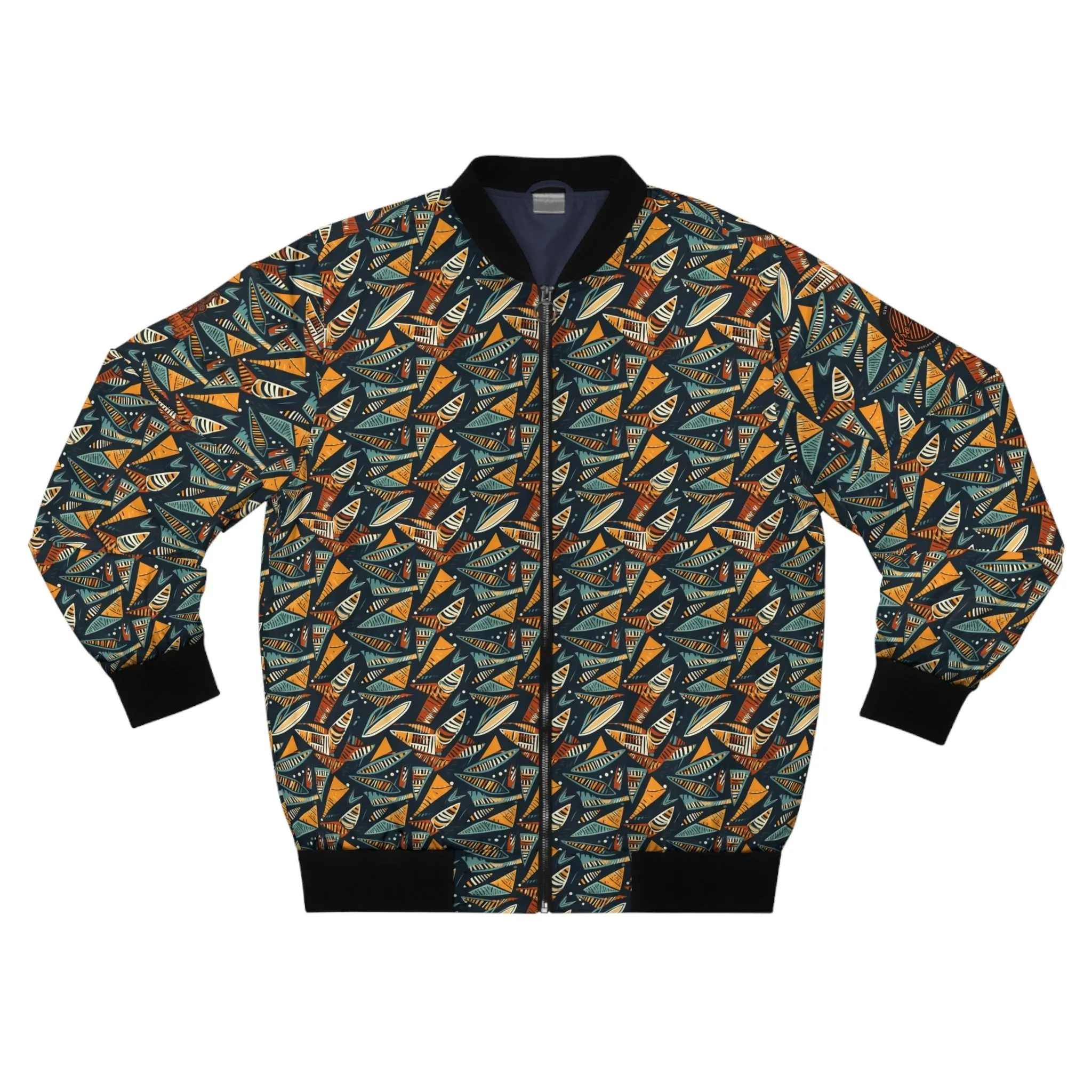 Men's Modern Kente Cloth Bomber Jacket