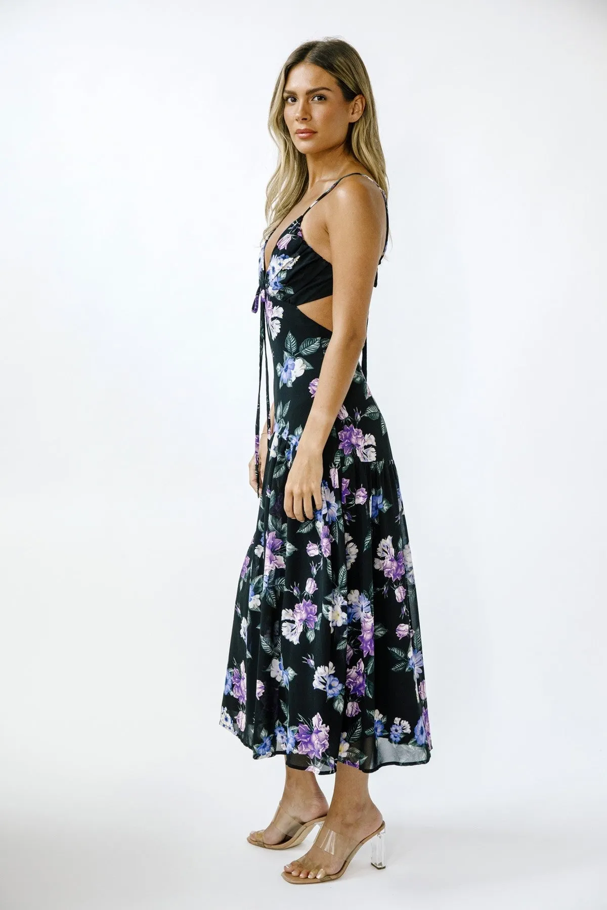 Midnight Bloom Midi Dress