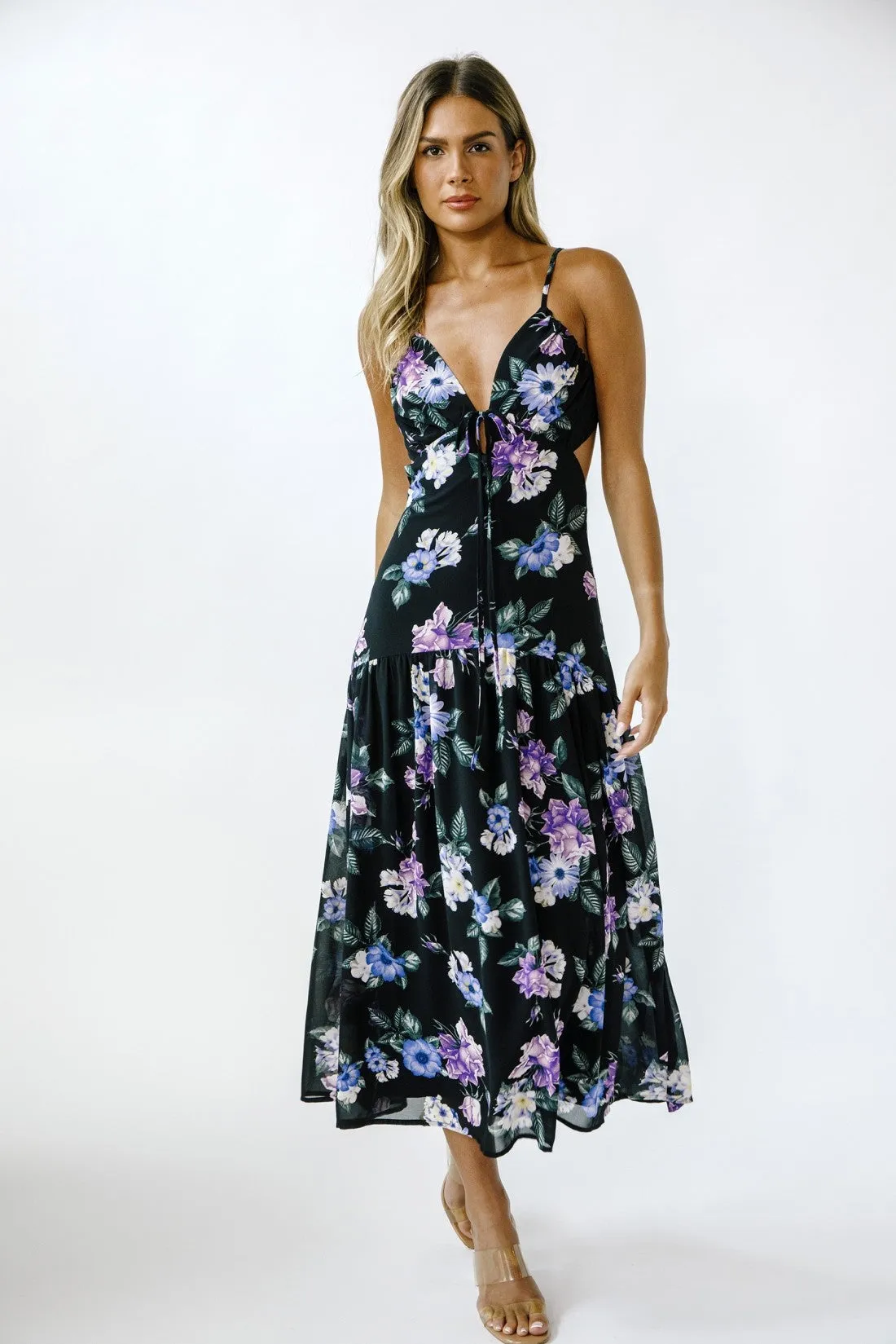 Midnight Bloom Midi Dress