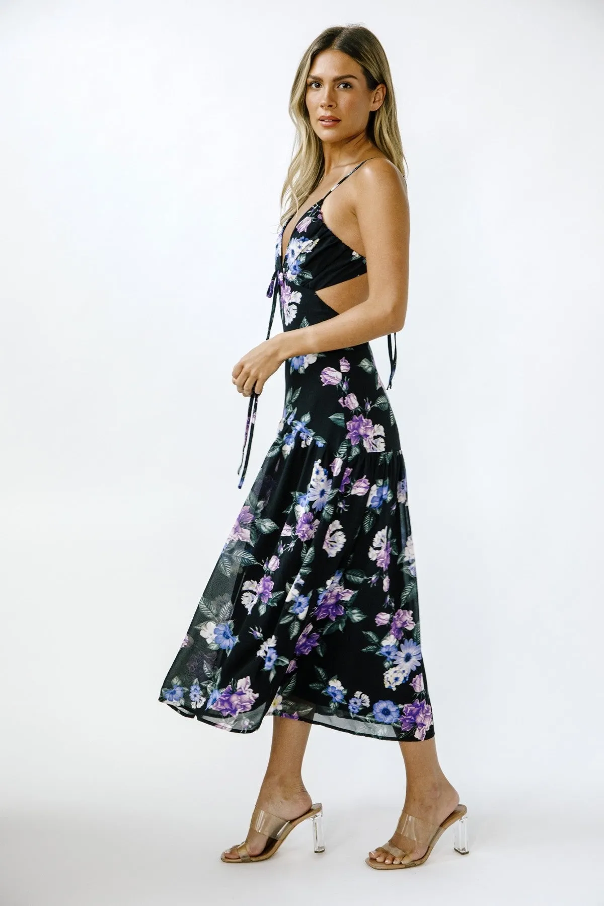 Midnight Bloom Midi Dress