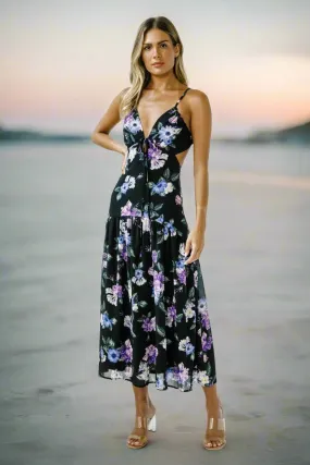 Midnight Bloom Midi Dress