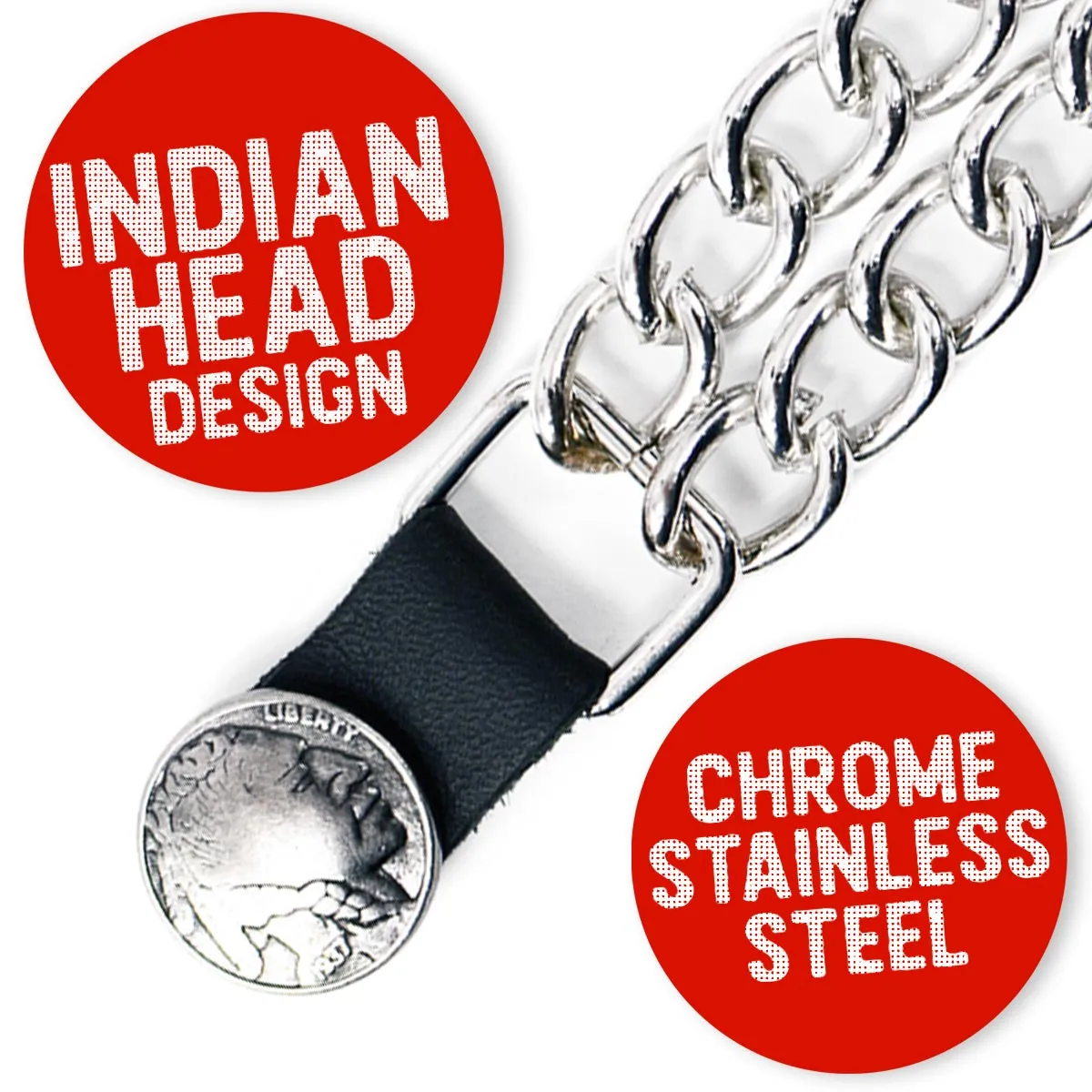 Milwaukee Leather Indian Head Medallion Vest Extender - Double Chrome