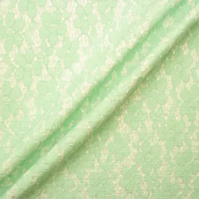 Mint Green Lace Overlay Bouclé Fabric