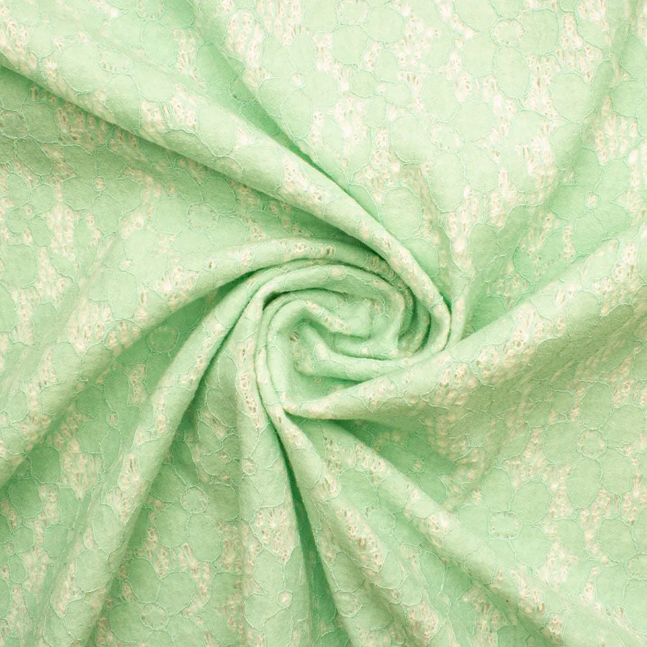 Mint Green Lace Overlay Bouclé Fabric