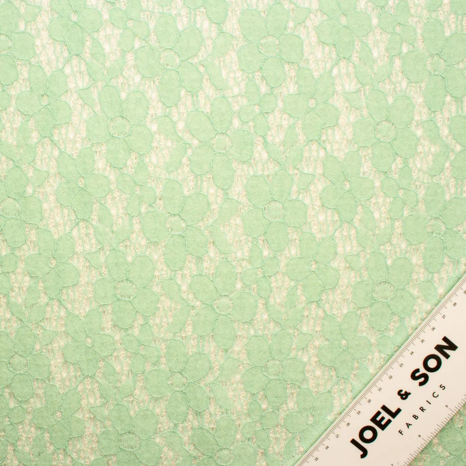 Mint Green Lace Overlay Bouclé Fabric