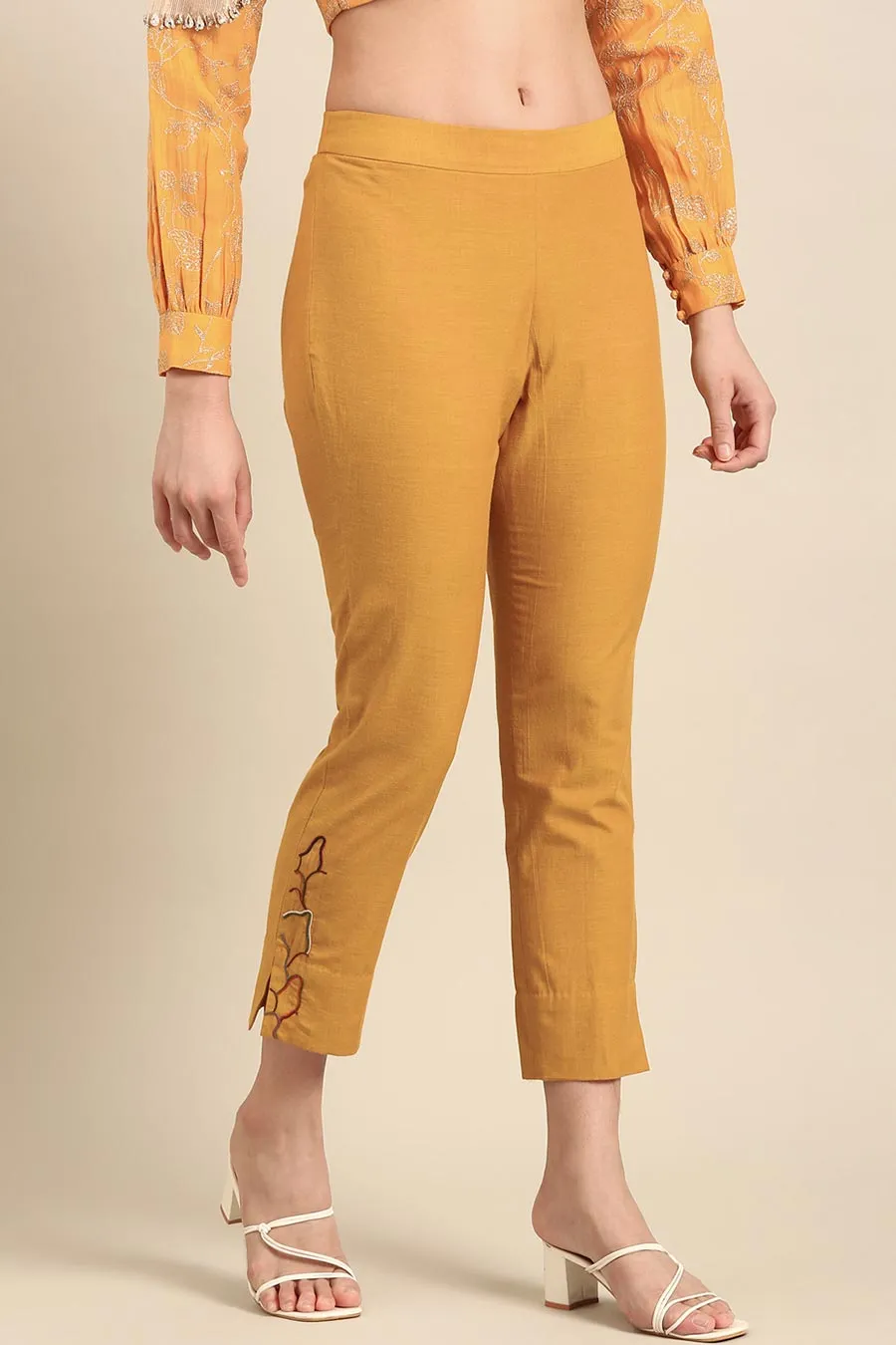 Mustard Embroidered Tunic & Pant Co-Ord Set