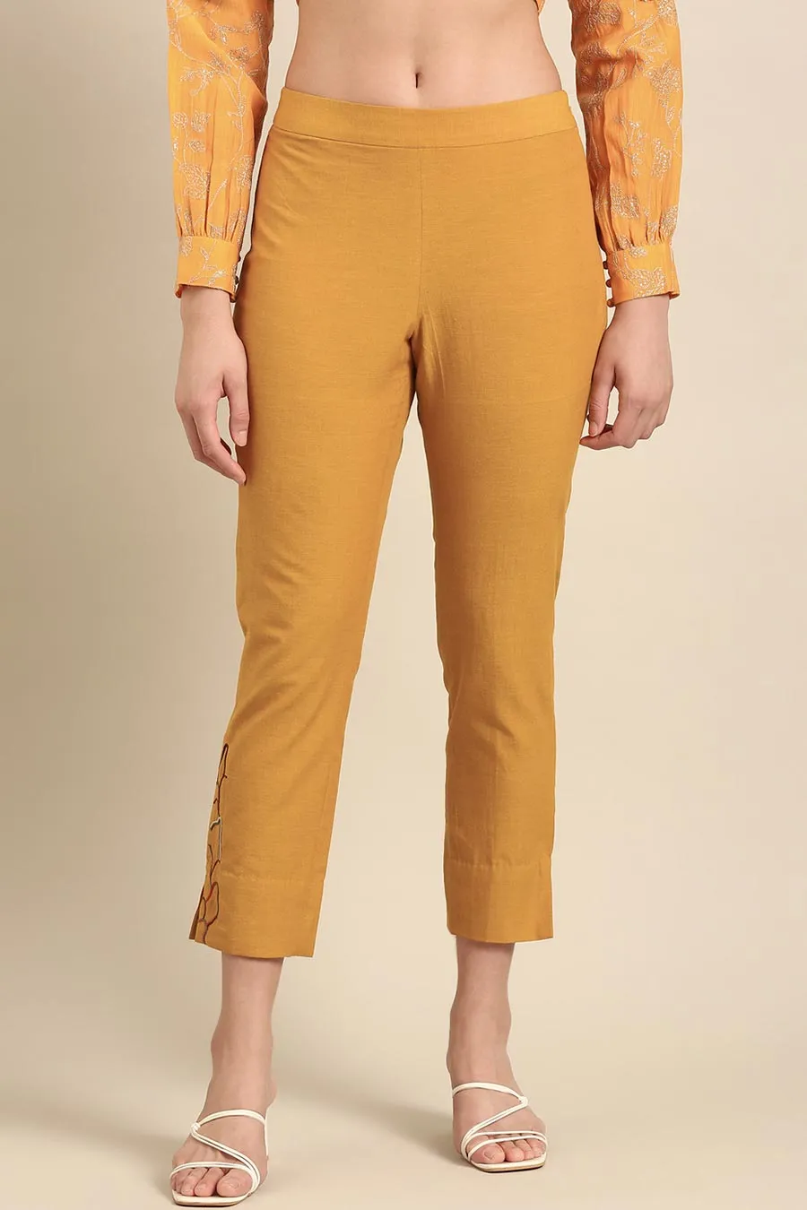 Mustard Embroidered Tunic & Pant Co-Ord Set