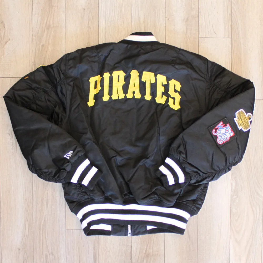 New Era Cap X Alpha Industries Collab MA-1M PITTSBURG PIRATES Nylon Bomber Jacket (Black Camo)