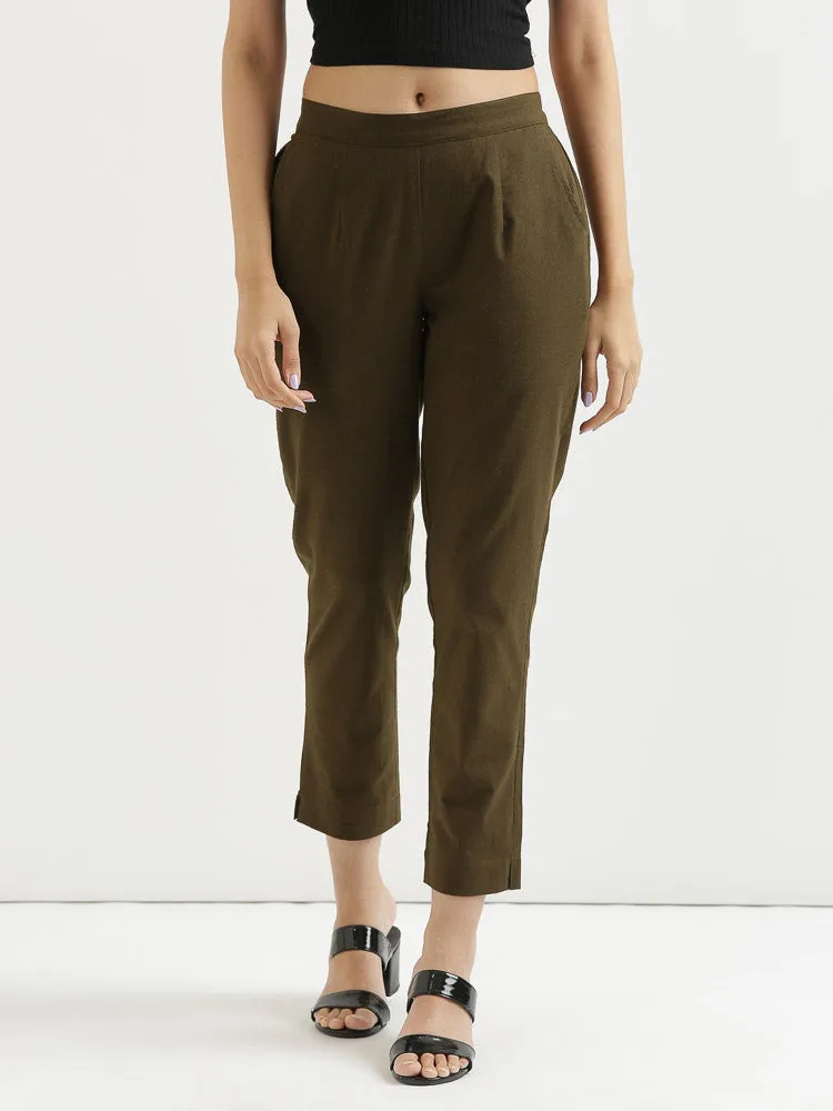 Olive Green Cotton Pant