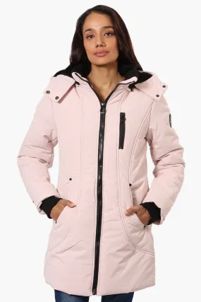 Oppenheimer Hooded Cinched Waist Parka Jacket - Pink