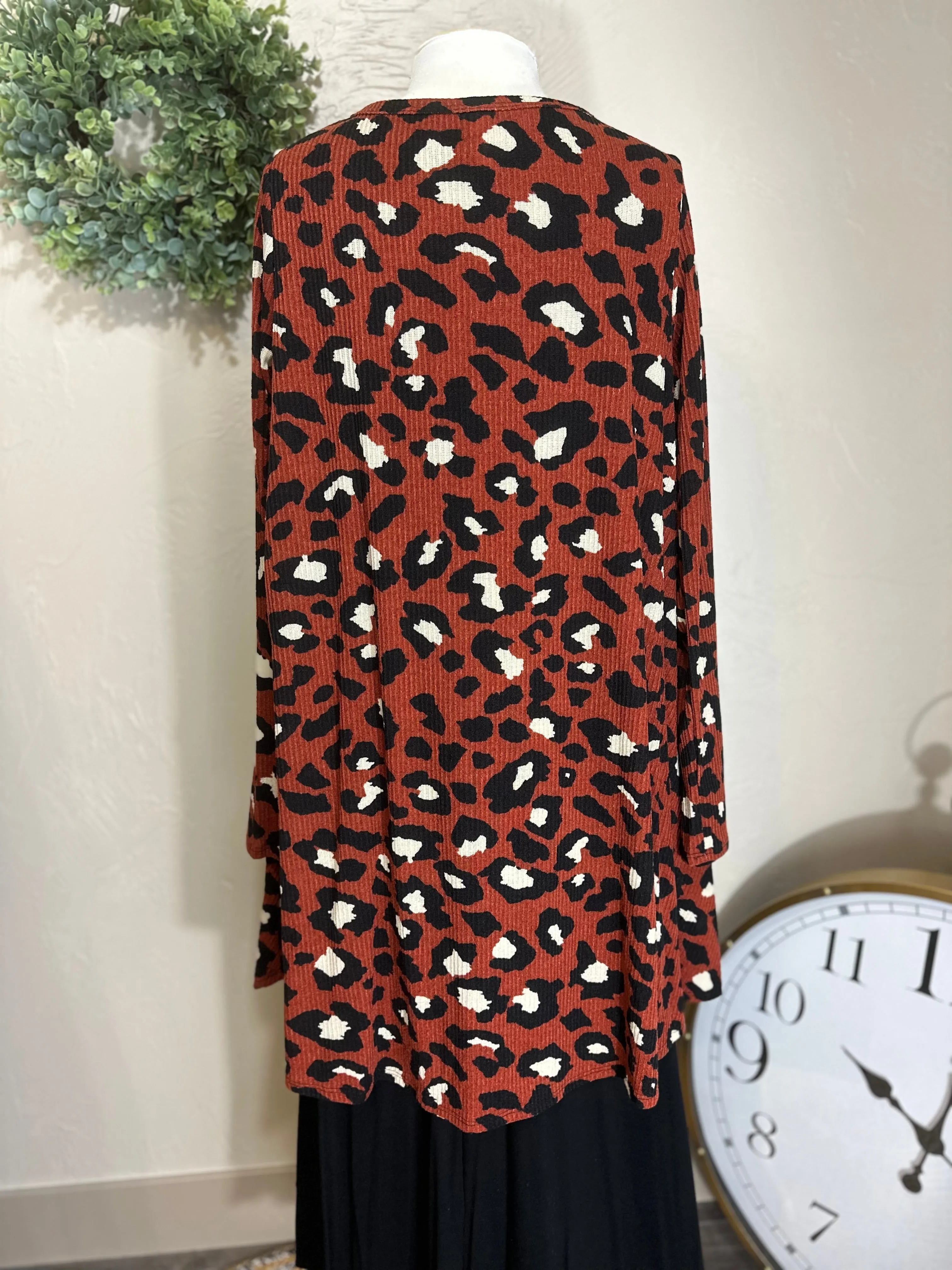 Plus Size Animal Print Rust Animal Print Tunic Top