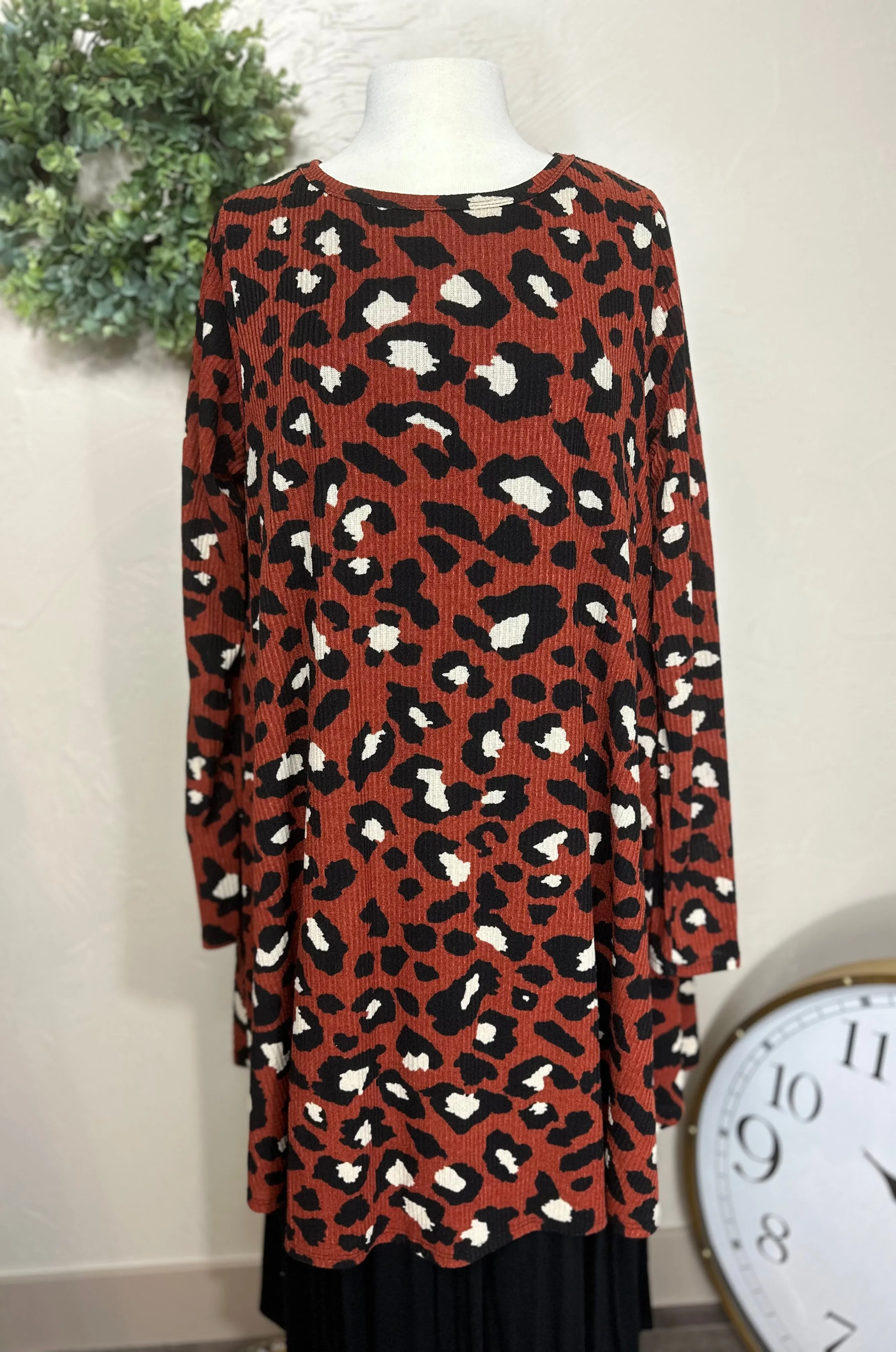 Plus Size Animal Print Rust Animal Print Tunic Top