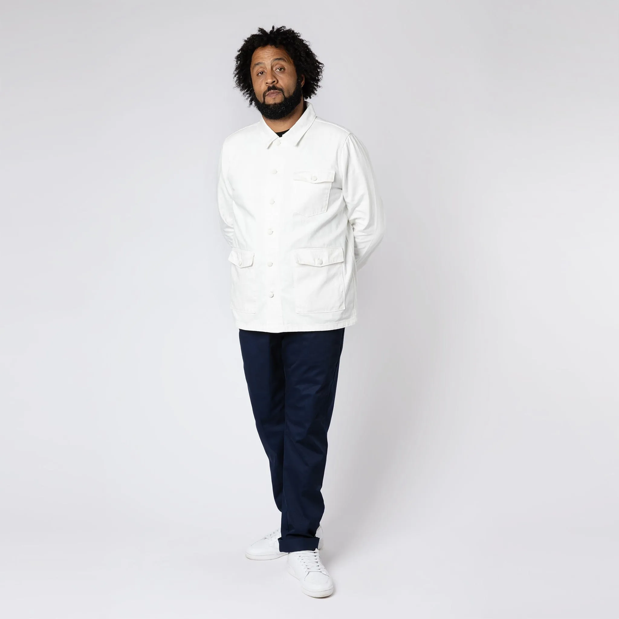 Relaxed Denim Work Jacket White