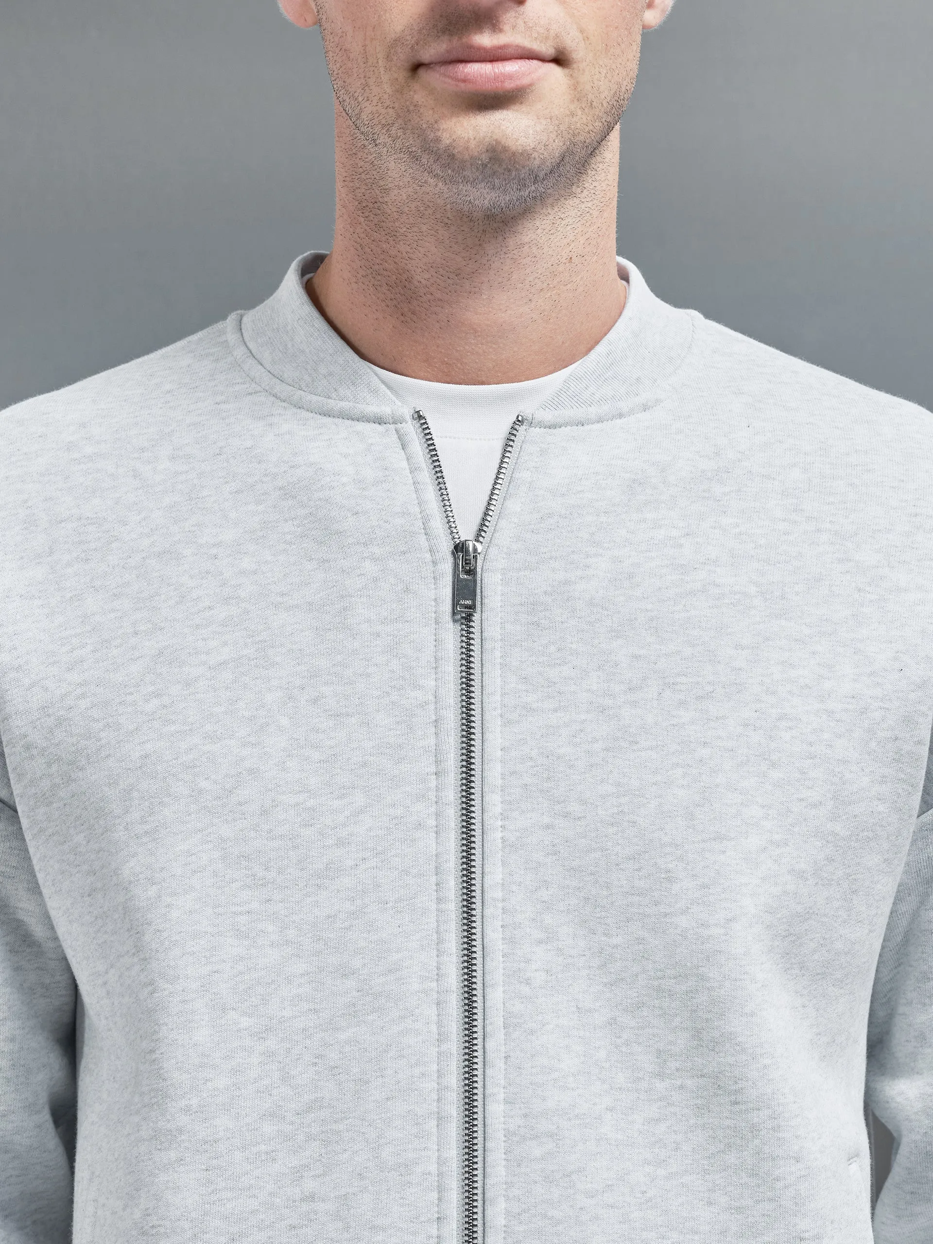 Relaxed Fit Bomber Jacket in Marl Grey