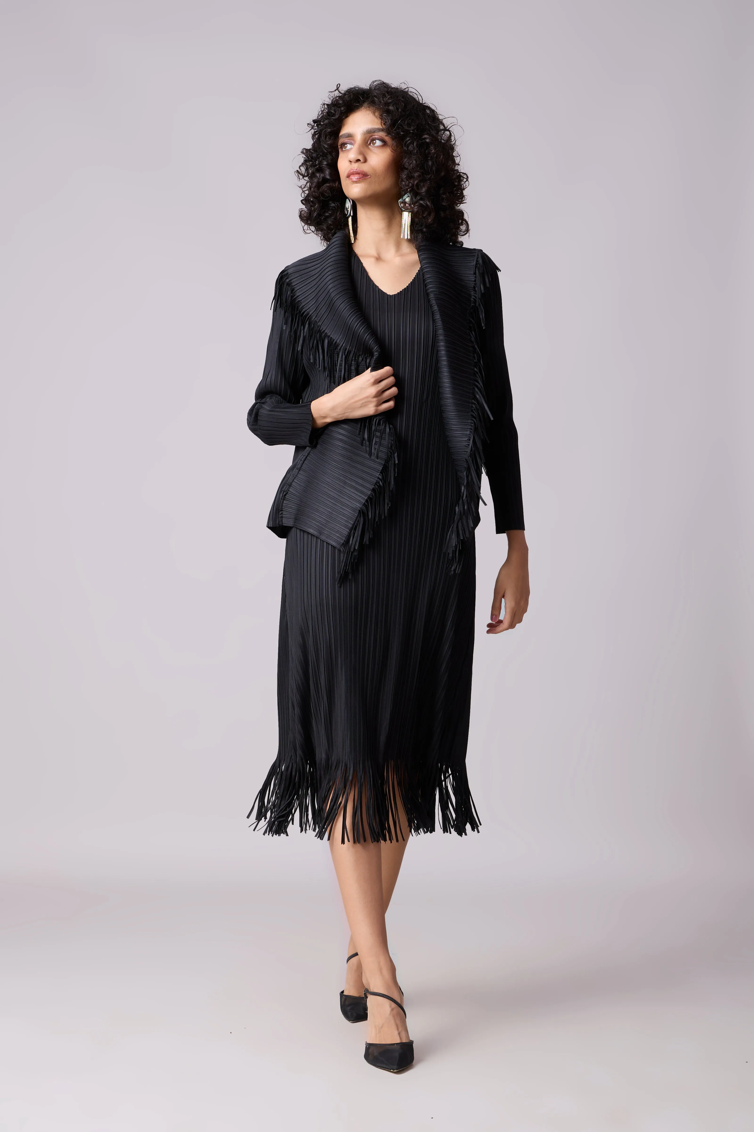 Sasha Fringe Dress - Black