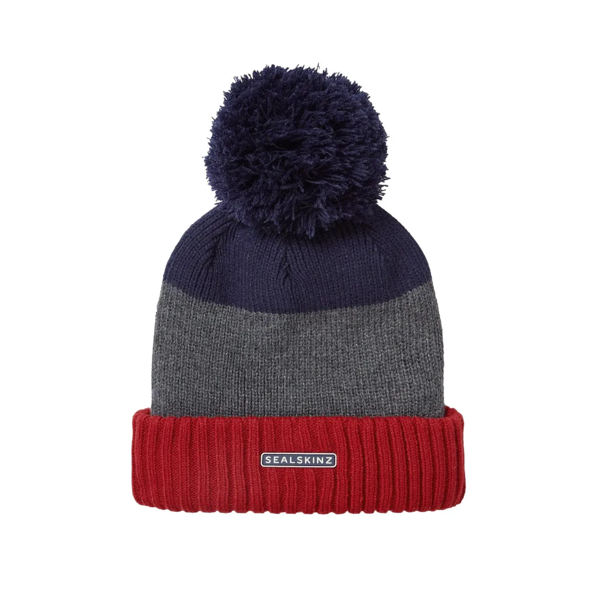 Sealskinz Flitcham Bobble Hat Orange/Grey/Navy