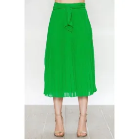 Serene Green Pleated Midi Skirt