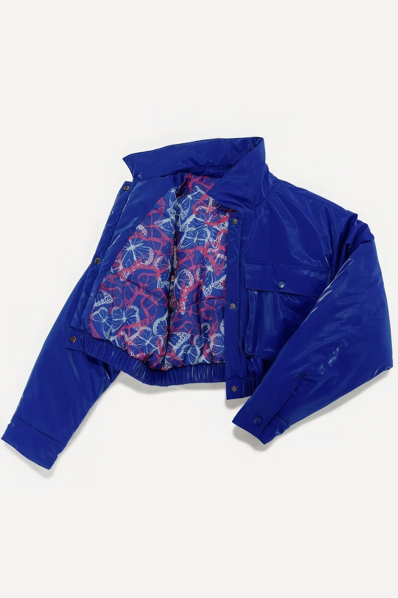 Shiny Puffer Bomber Cropped Coat Jacket