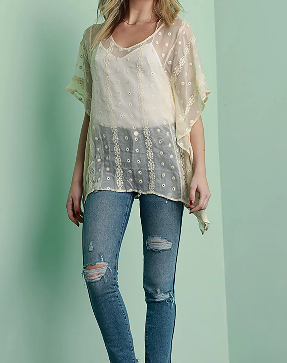 Silk Chiffon Embroidered Tunic