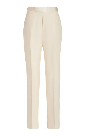 Simons Pant in Ivory Wool Silk Cady