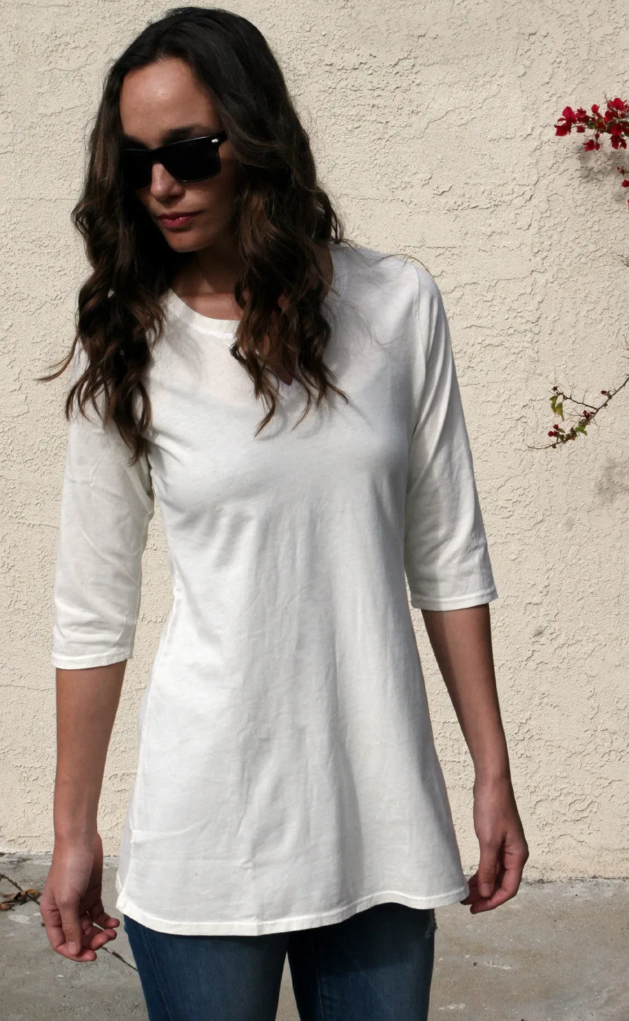 Solid Split Round-neck Tunic - Ivory