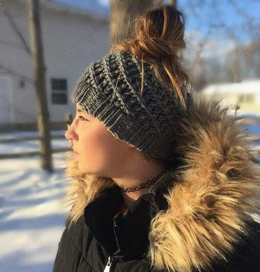 Spiral Slouchy Hat and Messy Bun - Two Patterns