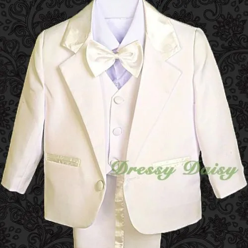 ST022A Baby Boys' 5 Pcs Set Formal Tuxedo Suits No Tail Wedding Christening Outfits Size 0 Months to 4T