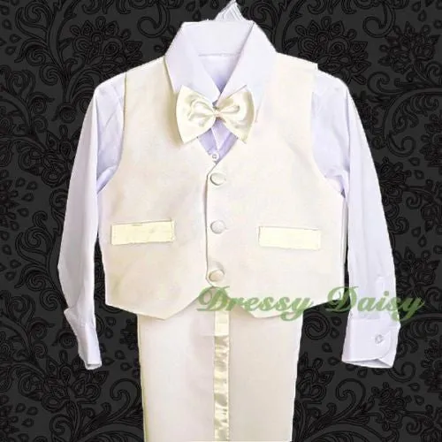 ST022A Baby Boys' 5 Pcs Set Formal Tuxedo Suits No Tail Wedding Christening Outfits Size 0 Months to 4T