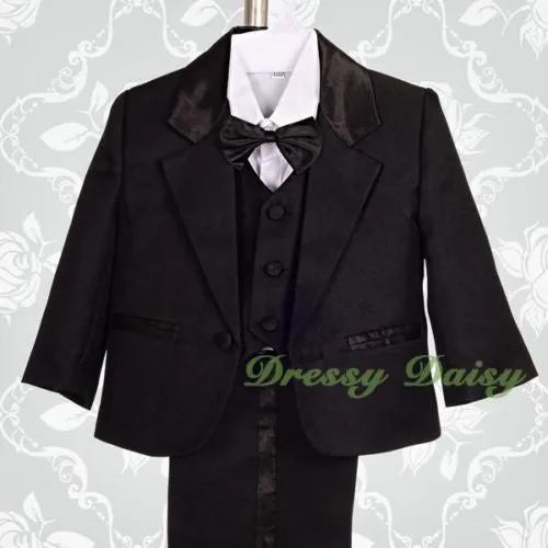 ST022A Baby Boys' 5 Pcs Set Formal Tuxedo Suits No Tail Wedding Christening Outfits Size 0 Months to 4T