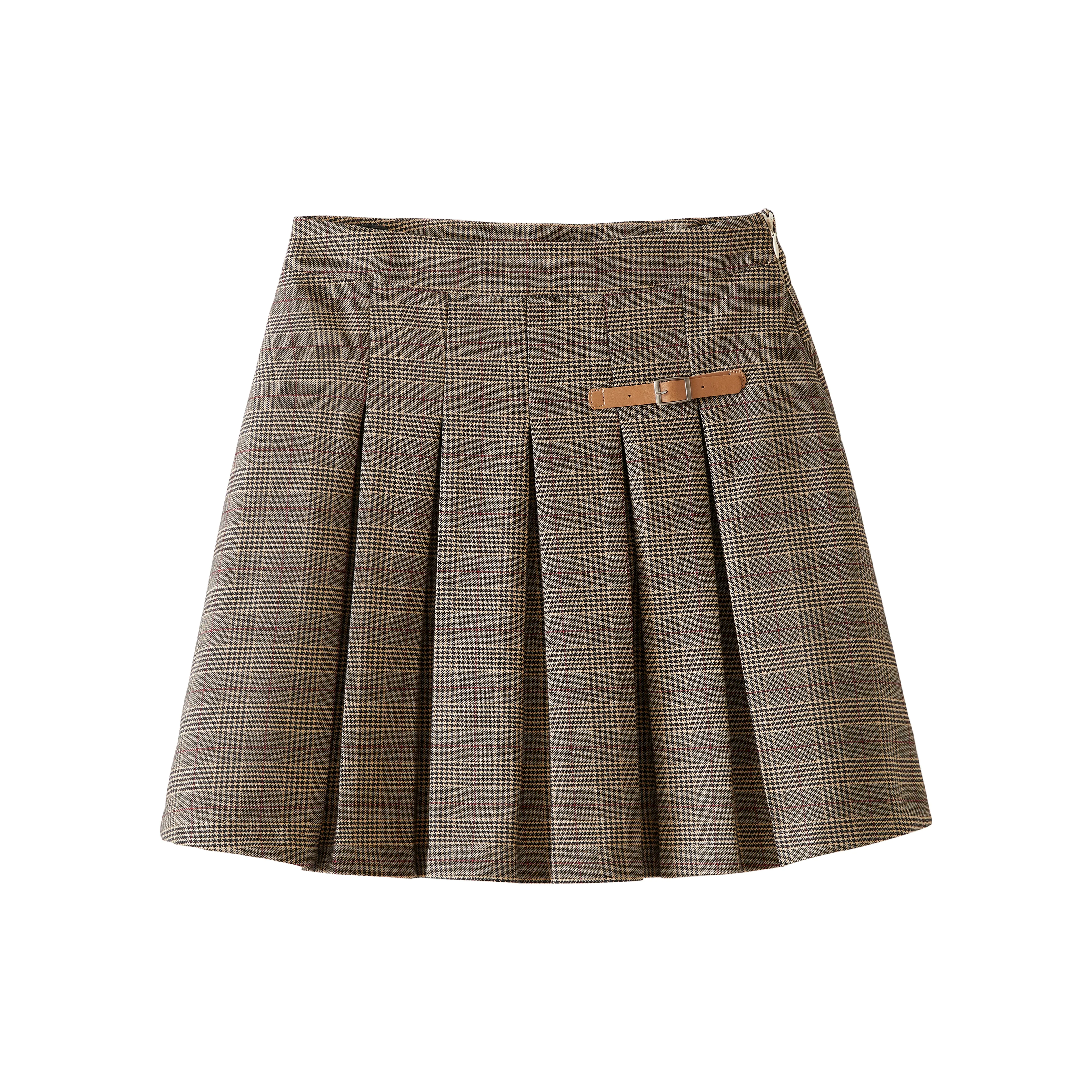 Startsmart Brown Check Pleated Skirt