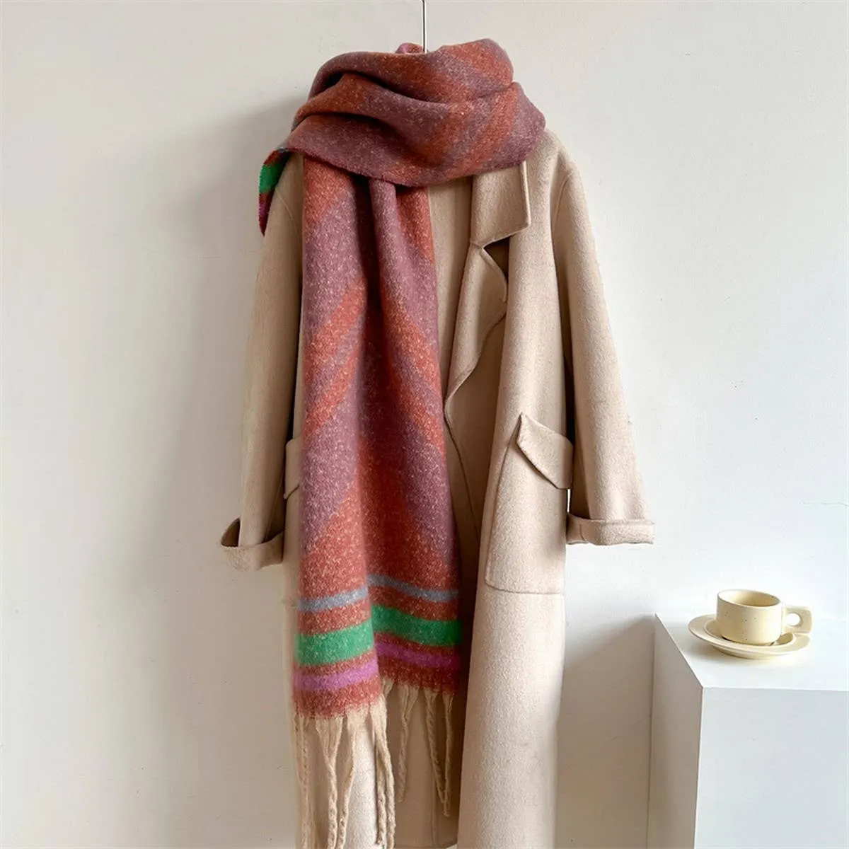 Striped Scarf - Pink   Blue