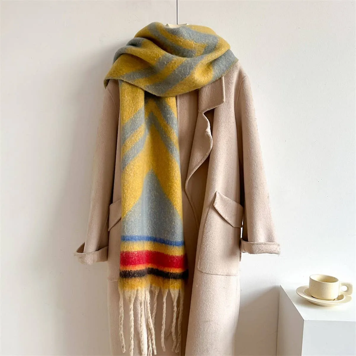 Striped Scarf - Pink   Blue